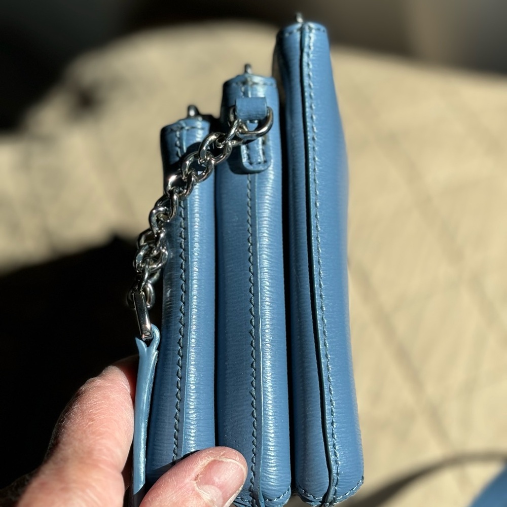 DKNY Handbag Vinyl Slate blue crossbody style. GUC - Picture 5 of 9
